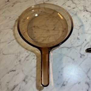 Vision by Corning Amber Glass Skillet 10 Inch Frying Pan France Waffle Bottom
